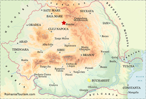 Bistrita on Map